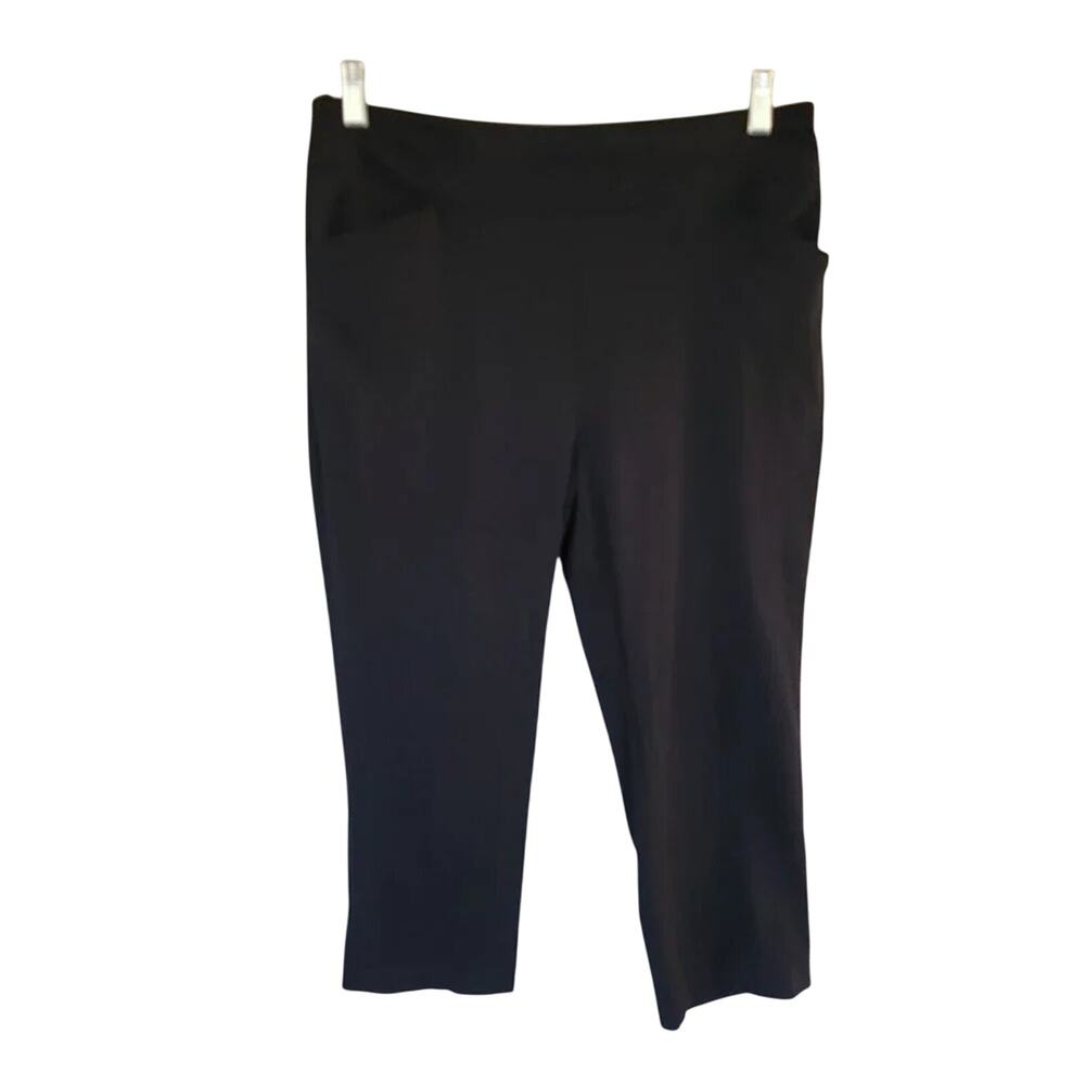 Chicos Perfect Stretch Black Cropped Pants Women Size L Pull On Minimalist Capri